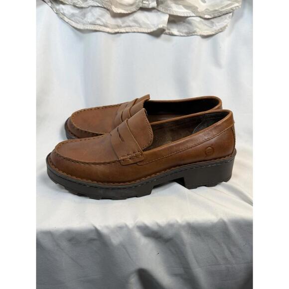 Born Women's Carrera Penny Loafer Brown Full Grain Leather - 7.5 M Worn Only 2x - Picture 5 of 9